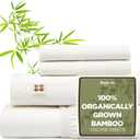 Bedsure 100% Organically Grown Bamboo Viscose Sheets - 18 Inches Deep Pocket Sheets with Elastic Corner, Queen Sheet Set, Ultra-Soft, Silky & Cooling Bedsheets, Oeko-Tex, 4 Pieces, Ivory