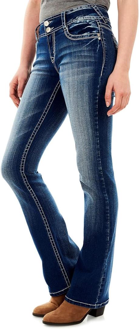 WallFlower Luscious Curvy Bootcut Jeans for Women Mid-Rise Insta Stretch Denim in Petite, Midsize, Plus Size, Juniors Jeans (11 Long, Jenna)