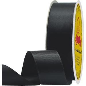 Double Face Black Satin Ribbon 7/8 inch X 25 Yards Polyester Black Ribbon for Gift Wrapping Very Suitable for Weddings Party Invitation Decorations and More