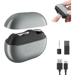 3-in-1 Electric Nail Clipper for Seniors – 40dB Quiet, Rechargeable Automatic Trimmer for Thick Toenails, LED Light, Portable Grooming Tool for Elderly Men Women（Gray）