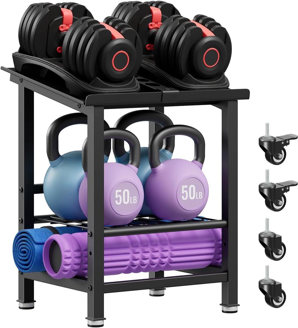 Adjustable Dumbbell Stand, Dumbbell Rack with Wheels, 500LBS Capacity
