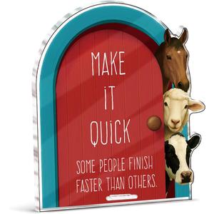 Funny Farmhouse Bathroom Decor - Funny Farm Animals Bathroom Sign for Restroom Shelves Toilet Tank Decor - Make It Quick Sign