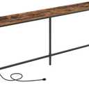 Console Table with Power Outlet, 78.7" Narrow Sofa Table, 11.8" Wide Industrial Entryway Table with USB Ports, Behind Couch for Entryway, Hallway, Foyer, Living Room, Rustic Brown CTHR320E01 (78.7"L x 11.8"W x 31.7"H, Rustic Brown, Black)