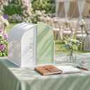OurWarm White Arched Wedding Card Boxes for Reception, Acrylic Card Box with Writable Green Standee & Erasable Pen, Large Cards Box for Wedding Reception Party Birthday Graduation Baby Shower Decor