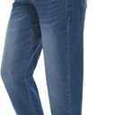 POSHGLAM Women's Maternity Jeans Over Belly Comfy Stretch 28'' Boyfriend Jeans Loose Pregnancy Pants(Dark Blue, Large)