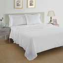 LANE LINEN 100% Organic Cotton King Sheet Set, 4Pc Cotton Sheets King Size, Breathable Bedding Sheet & Pillowcases, Hotel Luxury Bed Sheets Set, 15" Deep Pocket - White King Sheets (2 Pack)