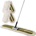 CLEANHOME 36" Commercial Dust Mops for Floor Cleaning Heavy Duty Floor Duster Mop with Long Handle Hotel Gym Household Cleaning Supplies for Hardwood, Tiles, Marble Floors (Green)