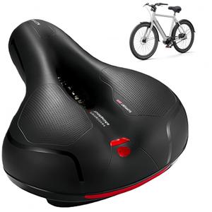 Bike Seat Cushion, Comfort Wide Bike Saddles with Dual Shock Absorption Balls for Men Women, Bicycle Seat Replacement Accessory Fit for Mountain or Road Bikes