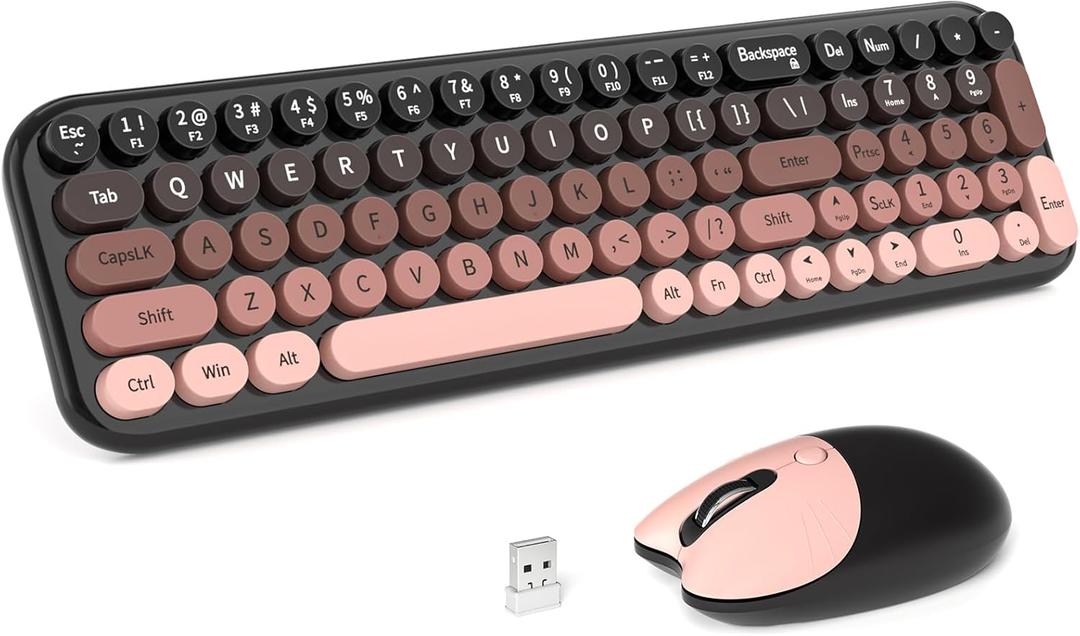 Wireless Keyboard and Mouse Combo - BlackBerry-Gradient 2.4G Full-Size Typewriter Cute Colorful Keyboards - USB Plug and Play, for Windows, Laptop, Computer, PC, Desktop