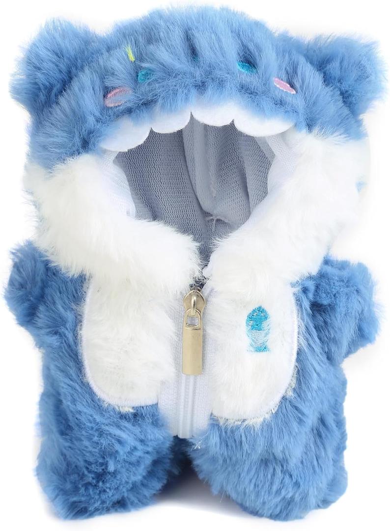 Plush Doll Clothes for Labubu - Cute Animal 17cm Doll Clothing, Premium Doll Accessories Clothes for Collectors or Display - Kawaii Dark Blue Shark Costume (No Dolls)