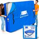 Nordic Elk Mattress Bags for Moving and Storage (King) Heavy Duty Moving Supplies, 8 Sturdy Handles, Strong Zipper, Mattress Cover Bed Bags, Storage Cover Essentials Packing Protector (Blue)