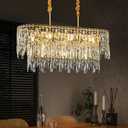 Modern Gold Crystal Lighting for Room,11 Lights Elegant Oval Lamp,31''*11'' Modern Crystal Chandeliers for Dining Room Living Room Kitchen Foyer Hallway Staircase
