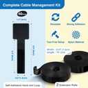 2 x Cable Management Kit 40 Self-Adhesive Hook & Loop Cable Ties with 2 Extension Straps, Strong Adhesive Cord Organizer for Desk, Wall, Home & Office Adjustable Wire Holders (Black)