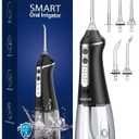 Water Dental Flosser, Portable Oral Irrigator with 300ML Water Tank, IPX7 Waterproof, Rechargeable, 4 Modes for Deep Teeth Cleaning, Travel-Friendly (Black)