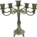 Metal Candelabra 5-Candle 10.1 Inch Tall Candle Holder Stick for Home Wedding Event and Party Festival,Bronze (Bronze-tulip Style)