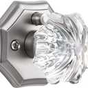 1 Pack Glass Door Knobs Nickel Door Knob Interior Satin Nickel Privacy Brushed Nickel Glass Silver Door Knob for Bedroom and Bathroom Crystal Door Knobs