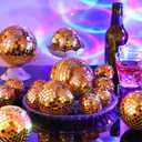50 Pcs Disco Balls Reflective Disco Ball Decorations Hanging Disco Ball Ornament Different Sizes Mirror Ball for Home Decor, Party, Club (Gold)