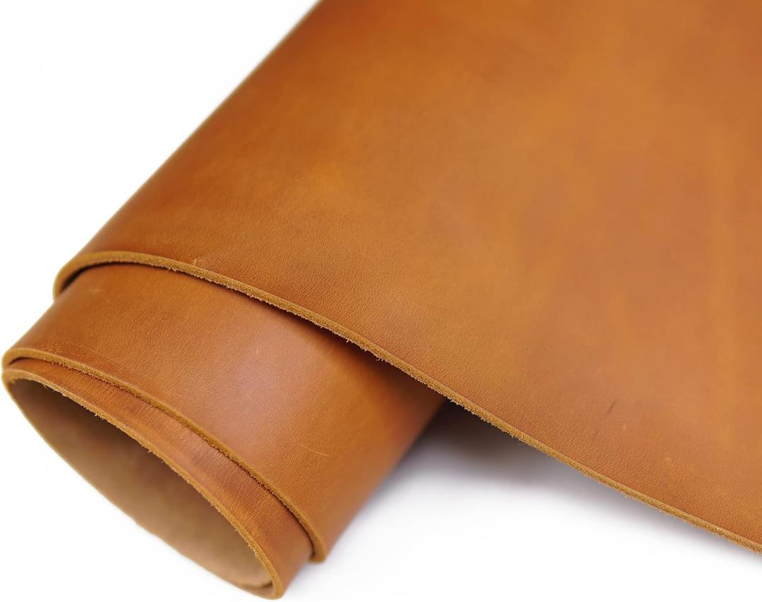Genuine Leather Sheets Tooling Leather Full Grain Leather 3.6mm-4.0mm (9-10oz) Thick Cowhide Leather Pieces Square for Crafts Heavy Weight(Bourbon Brown 12"x24")