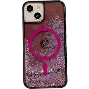 for iPhone Case,[Compatible with MagSafe] Luxury Bling Sparkle Flowing Glitter Liquid Sand Clear Soft TPU Phone Case (Purple,iPhone 15 Pro Max)