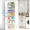 VyGrow Over the Door Pantry Organizer, 8-Tier Over the Door Organizer with Adjustable Basket, Pantry Door Organization for Pantry Kitchen Storage Room Spice Rack, White