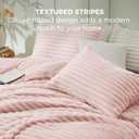 Bedsure King Comforter - GentleSoft 3 Pieces Double-Side Fleece Fluffy Pink Comforter Set, Cozy Striped Room Decor Aesthetic, Luxury King Size Bedding with 2 Pillowcases, 104x90 Inches