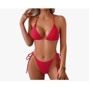 Swimall Women's Thong Bikini Set Sexy String High Cut Triangle Swimsuit Two Piece Brazilian Bathing Suit, Medium