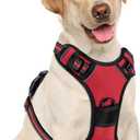 No Pull Dog Harness, Adjustable Reflective Front Clip Pet Vest with Easy Control Handle for Medium Large Dogs (Red,M)