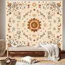 Apdidl Boho Sun Floral Tapestry Wall Hanging Bedroom Aesthetic, Bohemian Vintage Moon Girl Room Decor Tapestries, Cute India Hippie Outdoor Wall Covering for Living Room Dorm (51"X60")
