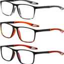 TR90 Sports Style Reading Glasses for Men Anti-Slip 3 Pack Blue Light Blocking Readers Spring Hinge Sturdy (3mix B (Black & Red, Stripe & Grey, Tortoiseshell & Orange))