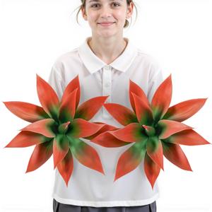 Velener Fake Agave Artificial Plant, Red Fake Plant for Room Decor, Unpotted Faux Agave Stems Plant for Fall Outdoor/Indoor Decor, 14 inches, Set of 2