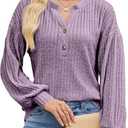 Edelqual Women's Sweater V Neck Long Sleeve Tops Winter Pullover Casual Fall Outfits Fashion Trendy Clothes Christmas (Medium, Purple)