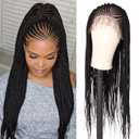 Alebery 13x6 Lace Front Box Braided Wigs for Black Women HD Lace Frontal Box Braids Wigs with Baby Hair Lightweight Synthetic Black Cornrow Fully Handmade Braided Wig (30 inches) (Side Parting)