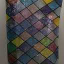 Window Privacy Film, Static Cling Stained Glass Window Film Decorative, Non-Adhesive 3D Rainbow Frosting Film Anti-UV for Bathroom Home Door 35.4" x 78.7"