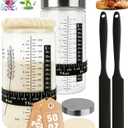 50oz Sourdough Starter Jar Kit, Large Capacity Sourdough Jar, Wide Mouth Sourdough Bread Starter Kit for Perfect Sour Dough Bread, Sourdough Starter Kit (Black, 2 Pack)