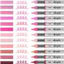Mifuner Acrylic Paint Pens Set,12Colors Soft Brush Tip Acrylic Paint Markers, Direct-Liquid Ink System,Colored Marker Pen for Rocks,Wood,Ceramic,Canvas, Eggs DIY Painting Art Supplies.Pink