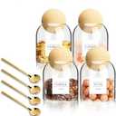 3PCS Glass Jar Storage Container with Ball Cork, 500ML/17Oz Food Storage Containers Clear Wood Cork Bottle Candy Jars Coffee Canister for Beans Nut Sugar Spices Seasonings Kitchen Organizer Christmas