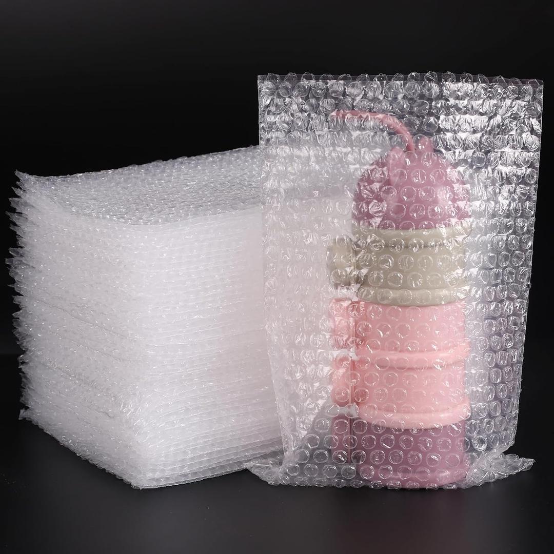 50Pcs Clear Bubble Out Bags, 8X12Inch Bubble Pouches Cushioning Packaging Bags for Moving and Storage, Shipping and Packing Supplies for Dishes Glasses Plates