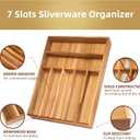 Besilord Silverware Organizer Kitchen Drawer Organizer Utensil Organizer Acacia Silverware Holder Cutlery Organizer in Drawer Flatware Organizer Tray(7 slots, Acacia