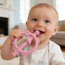 2 x Chuya Baby Teether Ring Baby Toys 3-6 6-12 12-18 Months,Teething Toy Baby Teething Relief Infant Toys Sensory Toys for Babies Soothes Sore Gums Boys Girls Gift (Pink)