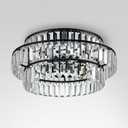 DJLSOLD Crystal Semi Flush Mount, 3-Liight Ceiling Light Fixture, Modern Ceiling Lighting Fixture for Bedroom, Kitchen and Hallway Black