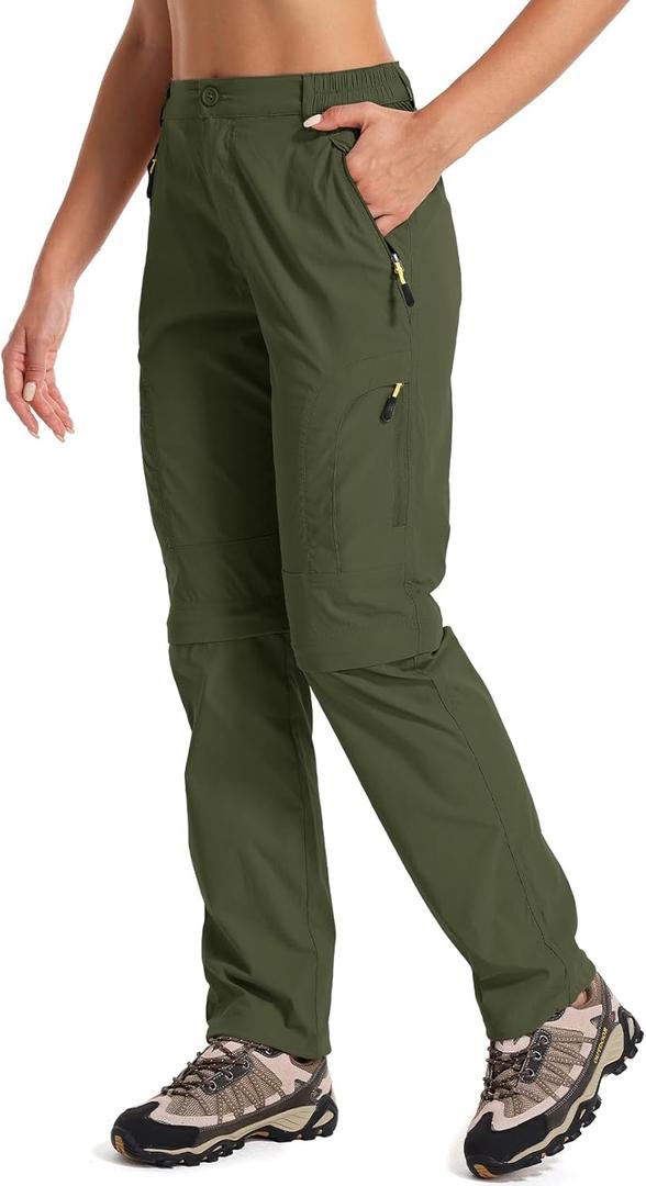 Women's Hiking Pants Convertible Quick Dry Stretch Lightweight Zip-Off Outdoor Fishing Travel Safari Pants, US 27