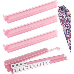 LUCKFOX Mahjong Racks with Pushers Set of 4, Pink Glitter Acrylic