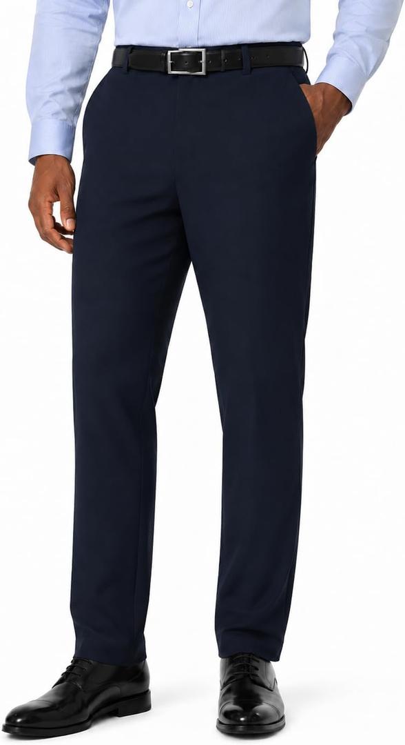 SNOWTEN Mens Dress Pants,Suit Pants, Classic Fit Stretch Work Pants Lightweight Water-Repellent Pant with Pockets Size 34Wx30L (Blue, L)
