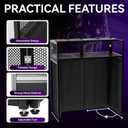 Portable DJ Booth Table,Foldable DJ Table Stand with White & Black Scrim,Adjustable DJ Facade Booth Station Metal Frame with Cable Hole for Private Events, Clubs, Bars (40x20 Double Deck)
