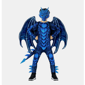 Morph Blue Dragon Costume for Kids, Dragon Wing Costume for Boys, Halloween Dress-Up, Fun Dragon Outfit XL