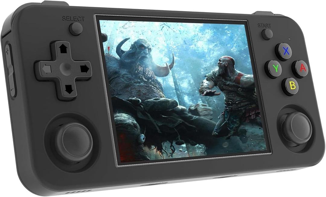 RG35XX H Emulator Handheld Handheld Game Console 5500+Game 3.5 inch IPS Retro Video Games Retro Game Machine Hand Held Classic Game Rechargeable Battery (Black)