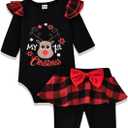 Aalizzwell Infant Baby Girls Christmas Outfits (0-3 Months)