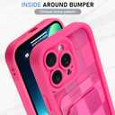 KANGHAR Compatible with iPhone 13 Pro Max Case, Wallet Silicone Checkered Cute Pattern, Card Holder Camera Protection Soft Slim Shockproof Edge Phone Cover for Girls Women -Hot Pink