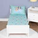 Bluey Sheet Set - Fits Toddler Bed or Crib Mattress - Fitted Sheet and Pillow Case, Green