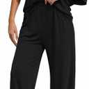KIRUNDO Lounge Sets for Women Airport Travel Outfit 2026 Summer Off the Shoulder Tops Wide Leg Pants 2 Piece Matching Set, 3X